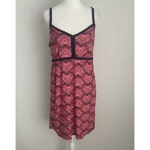 Women's Small (4/6) Pink Heart Black Lace Secret Treasures Nightgown Chemise